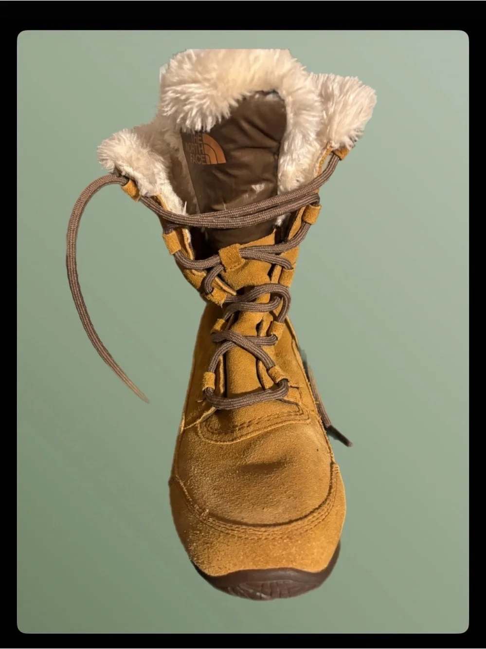 The North Face Women's Tan Suede-Look Insulated Winter Boots 7.5